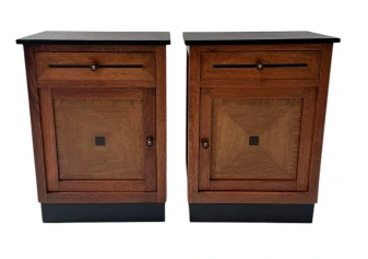 Two Art Deco Modernist Nightstands or Bedside Tables, 1920s